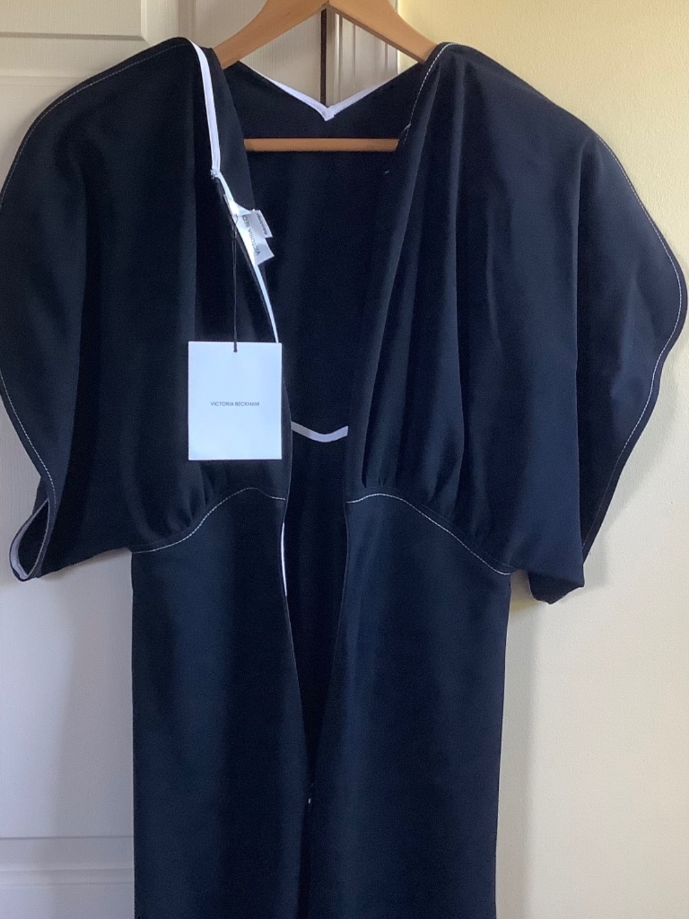 VICTORIA BECKHAM Drape Sleeve Crepe Midi/ Maxi Dress Black SZ US 8/ UK 12 - Picture 12 of 16